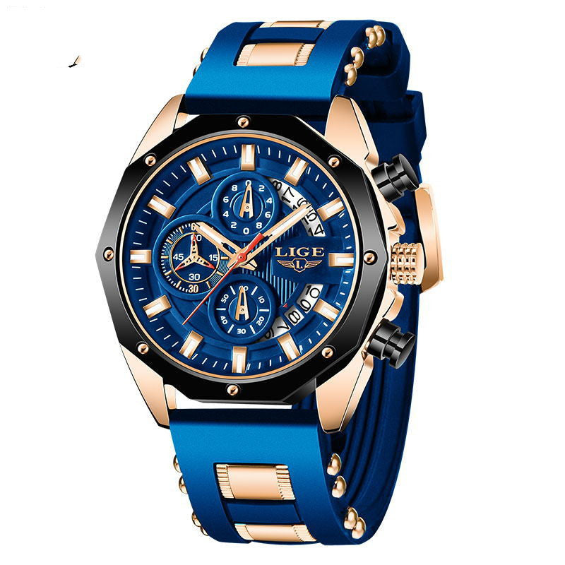 Fashion Mens Watches Top Brand Luxury Silicone Sport Watch Men Quartz Date Clock Waterproof Wristwatch Chronograph – Premium 0 | RICALOUX