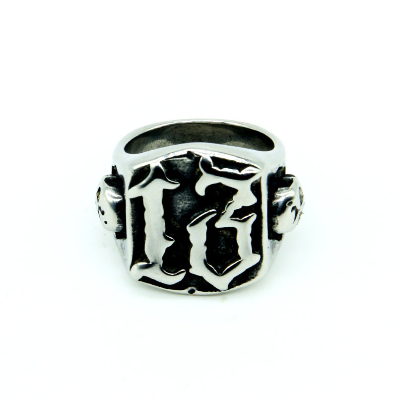 Jewelry Retro Domineering Domineering Ghost Head Men's Titanium Steel Ring by Ricaloux