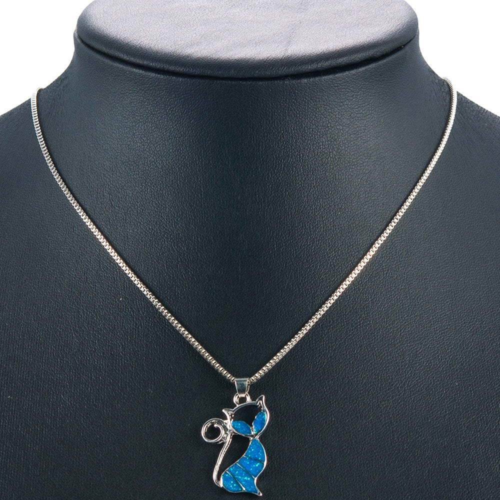 Pendant Blue Opal Necklace Jewelry Gift for Women – Premium 0 | RICALOUX