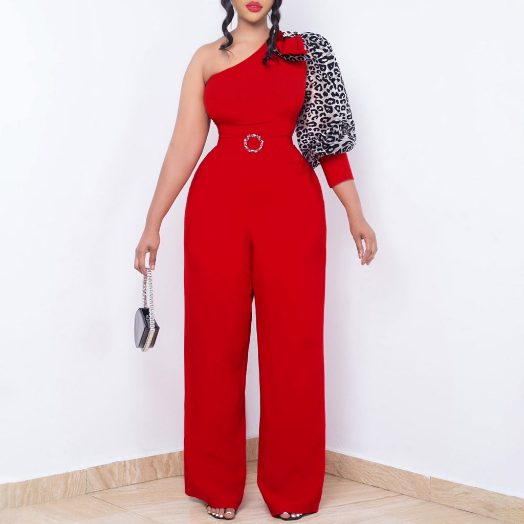 Off-Shoulder Sexy Waist-Cinching Chic Wide-Leg Jumpsuit by Ricaloux