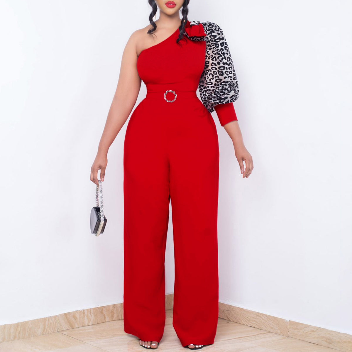 Off-Shoulder Sexy Waist-Cinching Chic Wide-Leg Jumpsuit by Ricaloux