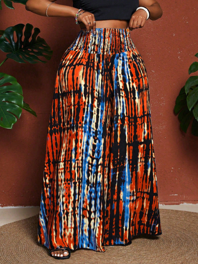 Plus-size Fashionable Printed Casual Pants For Women Outerwear Style With A Waistband by Ricaloux