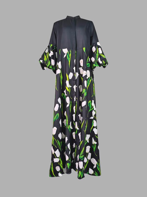 Printed Minimalist Midi Dress European And American Style by Ricaloux