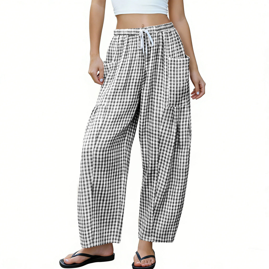 High-waisted Loose-fit Draping Figure-flattering Casual Floor-length Pants by Ricaloux