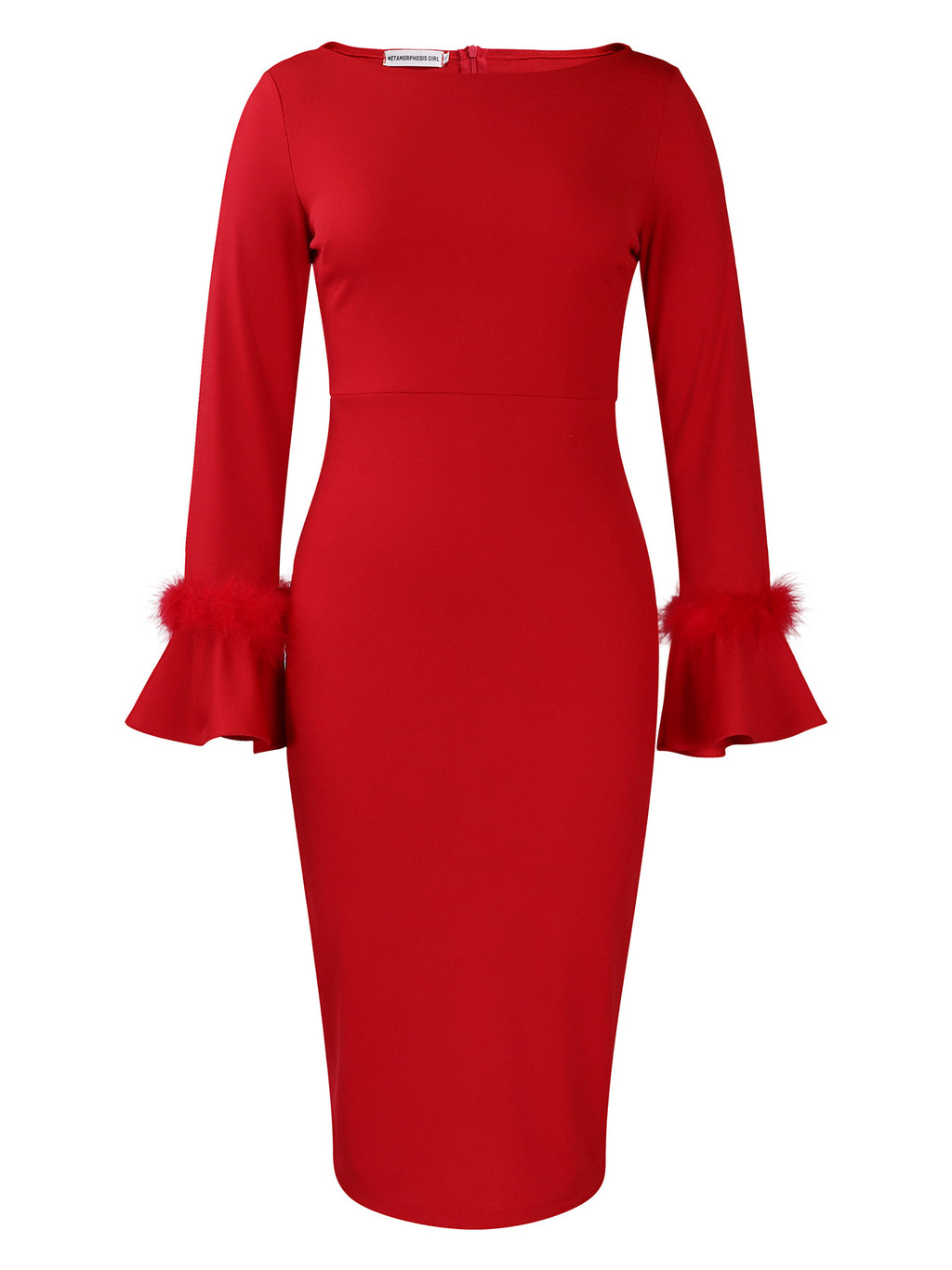 Fashion Solid Color Sheath Bell Sleeve OL African Dress - RICALOUX