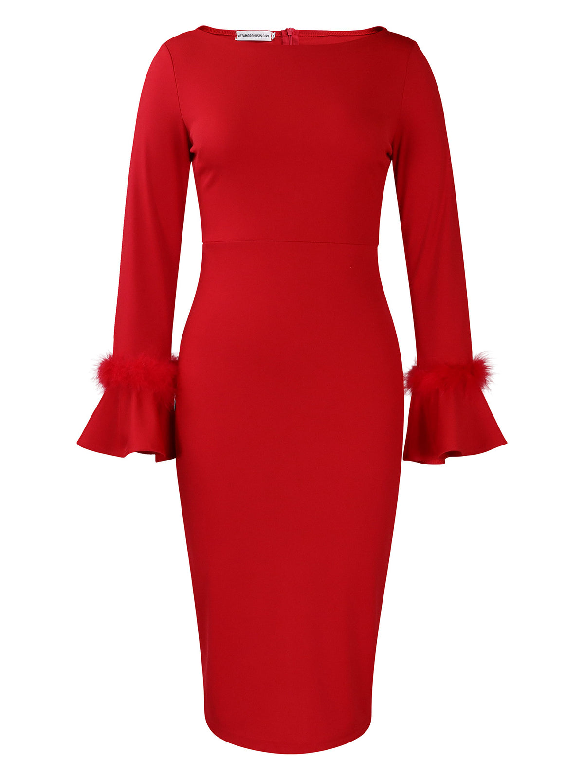 Fashion Solid Color Sheath Bell Sleeve OL African Dress - RICALOUX