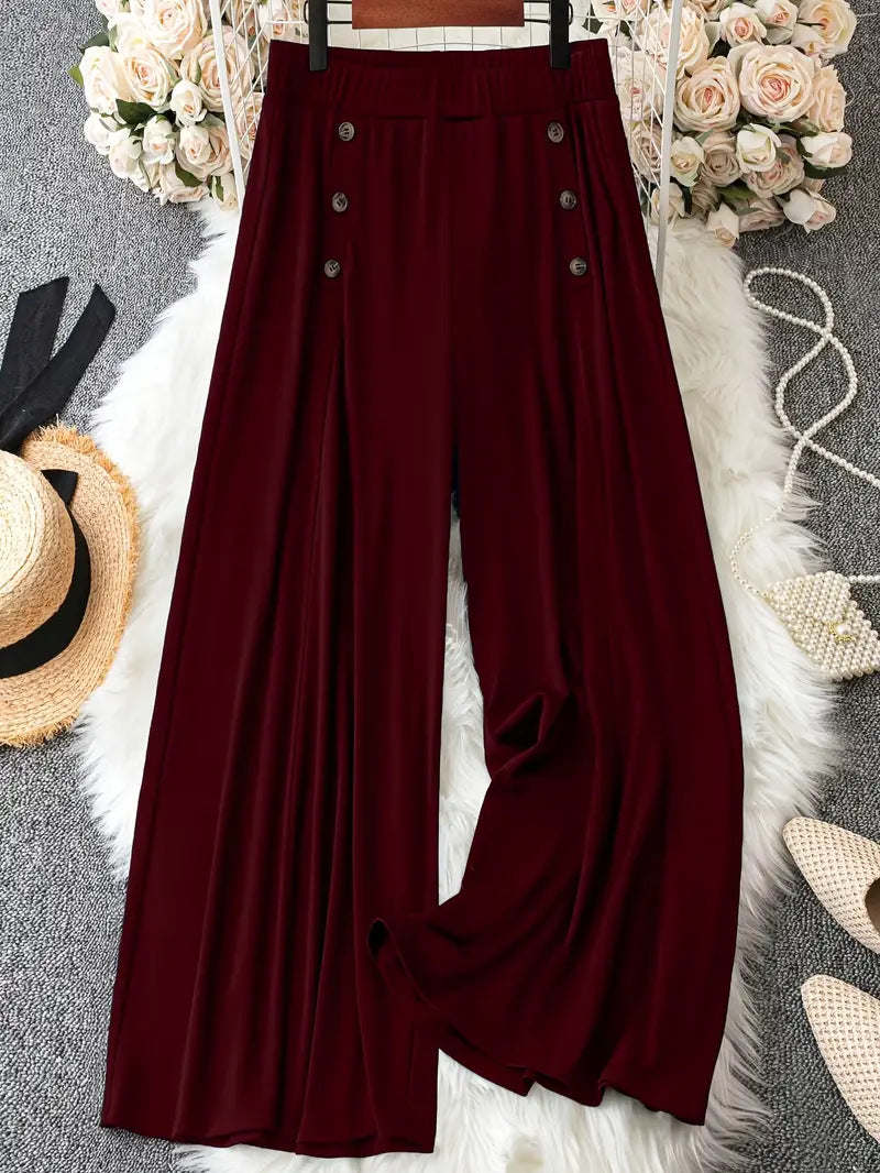 Solid-color Chic Springsummer Casual Wide-leg Trousers by Ricaloux