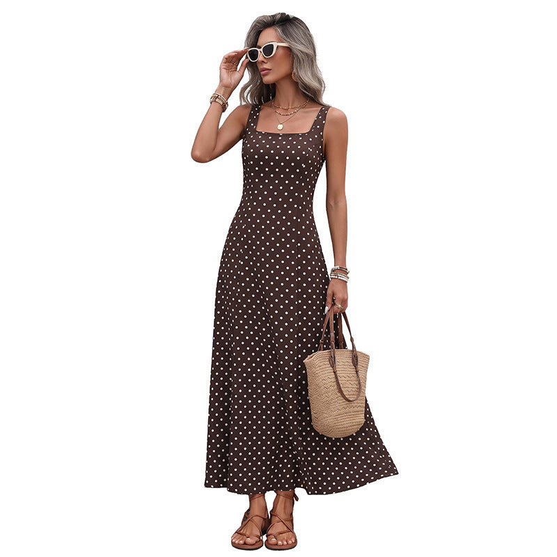 Square-neck Polka-dot Sleeveless Slip Dress For Women – Premium 0 | RICALOUX