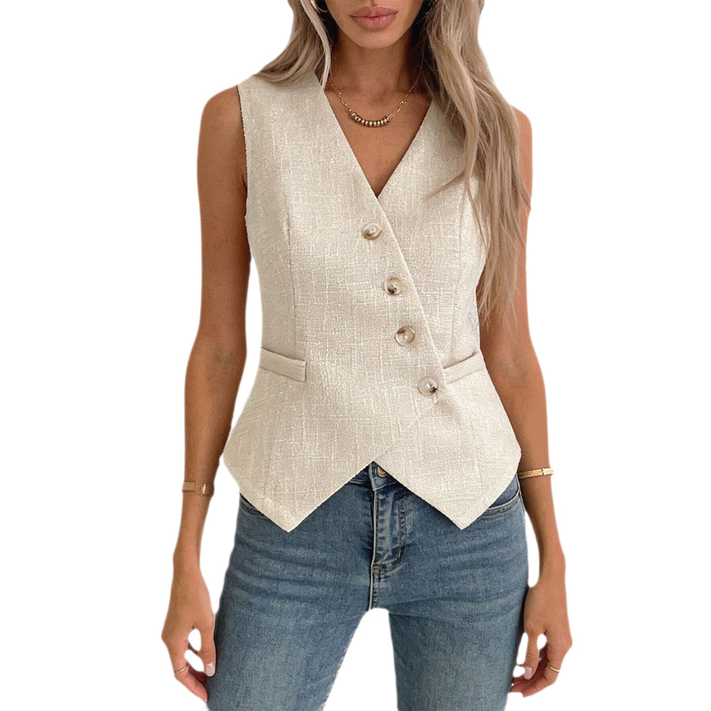 Sleeveless Shirt Elegant Button-front Top For Summer – Premium 0 | RICALOUX