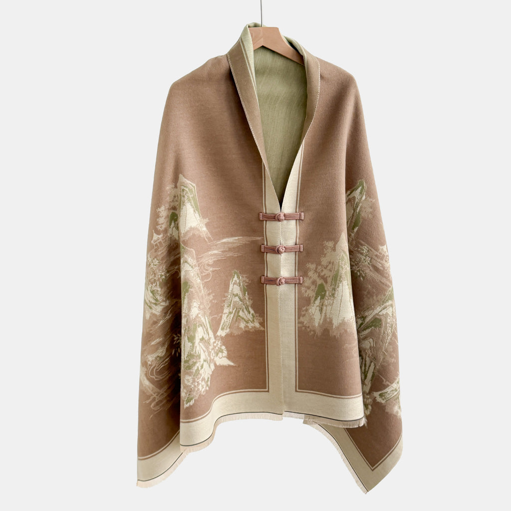 Vintage Knot-button Outerwear Jacquard Shawl – Premium 0 | RICALOUX