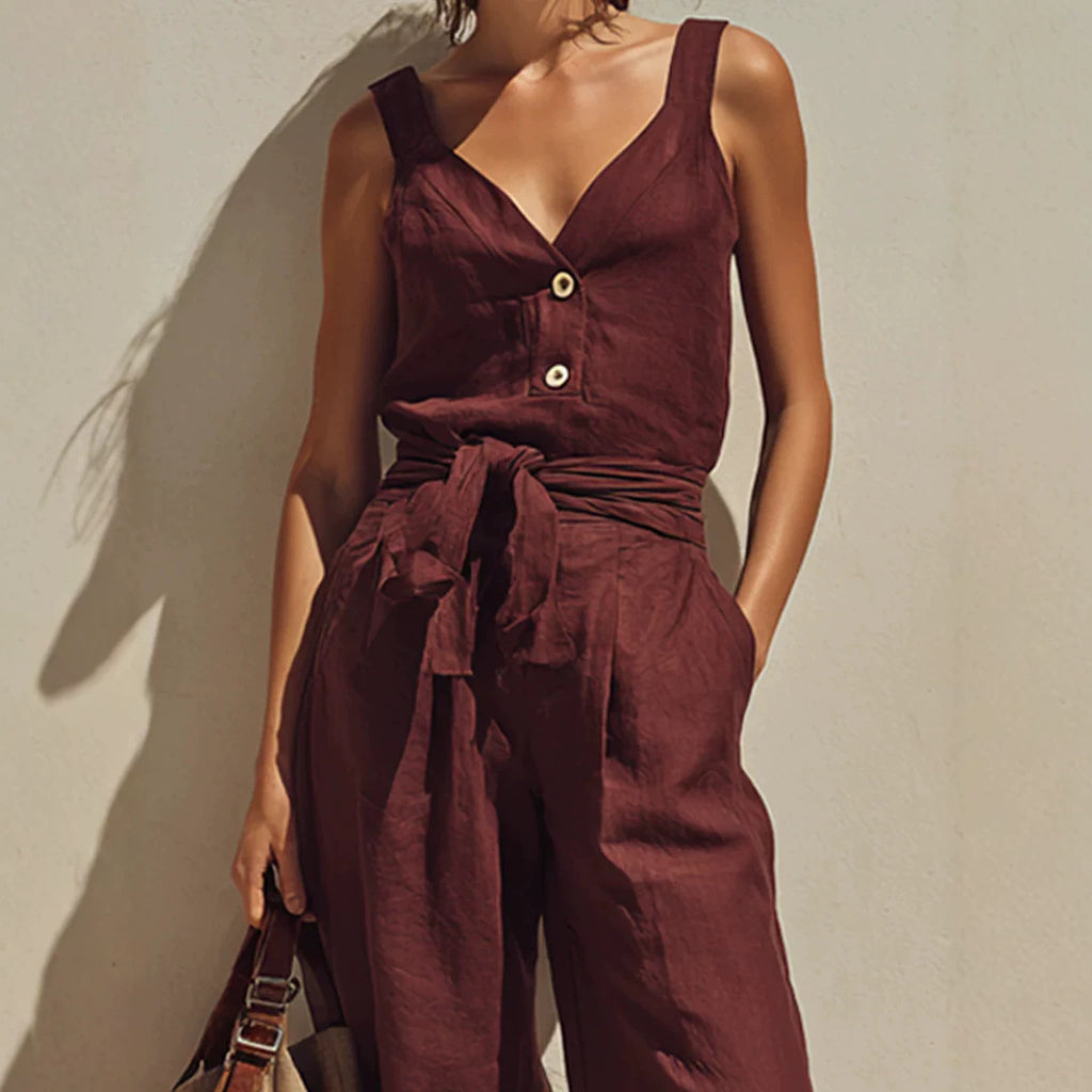 Loose-fitting Sleeveless Strap Jumpsuit by Ricaloux