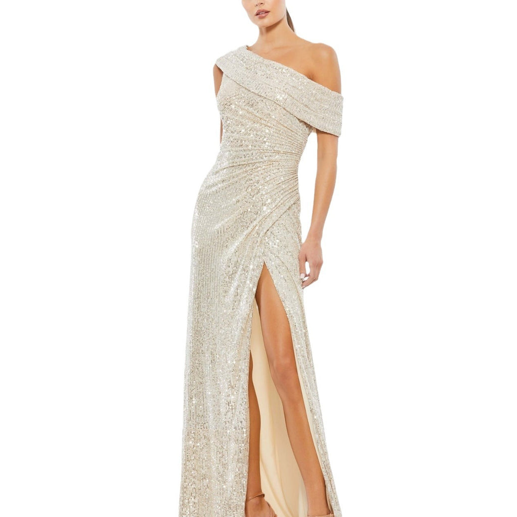 Sequined Evening Gown Chic Off-shoulder Design With A High Slit Celebrity-style Dress by Ricaloux