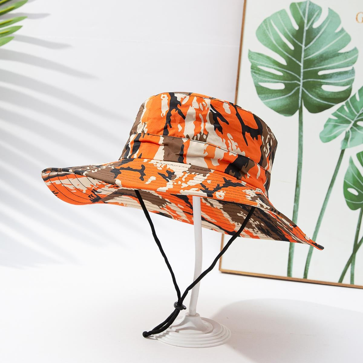 Men's And Women's Identical Color-matched Printed Wide-brimmed Collapsible And Portable Windproof Rope Outdoor Functional Style Fisherman Hat Suitable For Hiking, Fishing And Beach Activities. – Premium 4 | RICALOUX