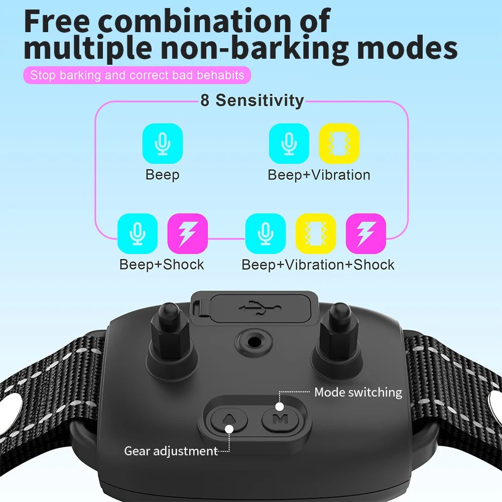 Smart Automatic Anti Barking Dog Collar Rechargeable Bark Stopper Stop Barking HD Digital Display IP67 Waterproof Collar For Dogs Pet Products - RICALOUX