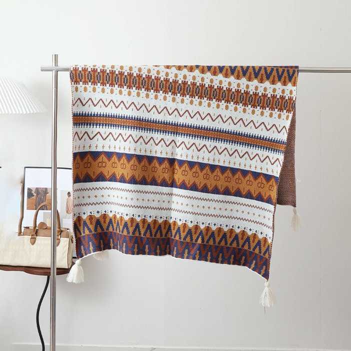 Ethnic-style Knitted Tassel Shawl – Premium 0 | RICALOUX