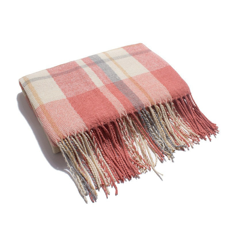 British-style Mens And Womens Couple Tassel Scarf With Large Plaid Pattern – Premium 0 | RICALOUX