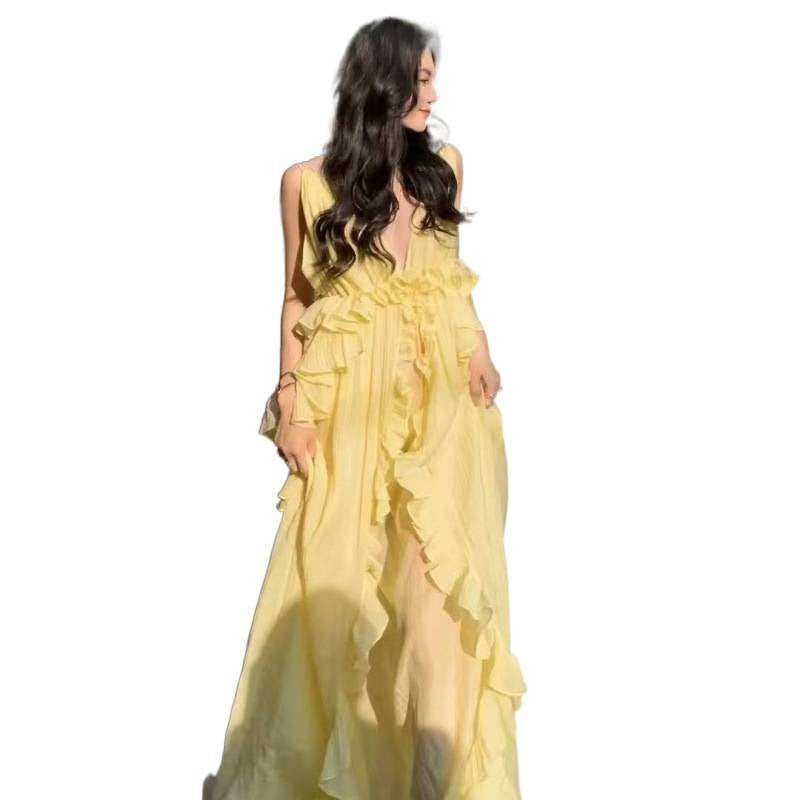 Yellow Beach Vacation Dress With A Resort Vibe – Premium 0 | RICALOUX