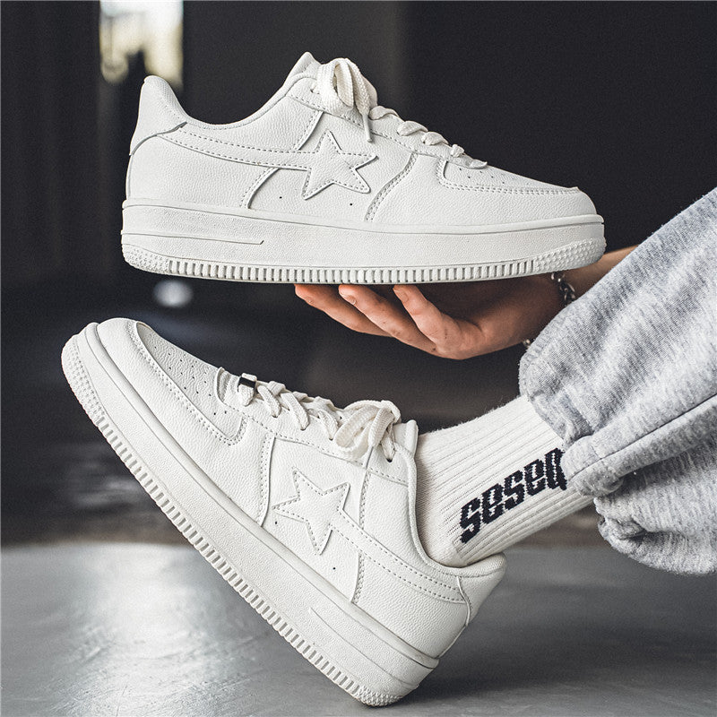 Thick Soled White Casual Sneakers For Men by Ricaloux