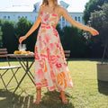Women's V-neck Sleeveless Printed Stitching Dress - RICALOUX