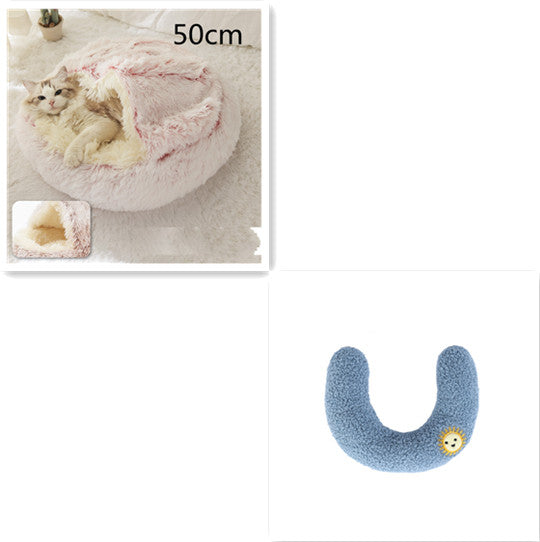 2 In 1 Dog And Cat Bed Pet Winter Bed Round Plush Warm Bed House Soft Long Plush Pets Bed Pet Products by Ricaloux