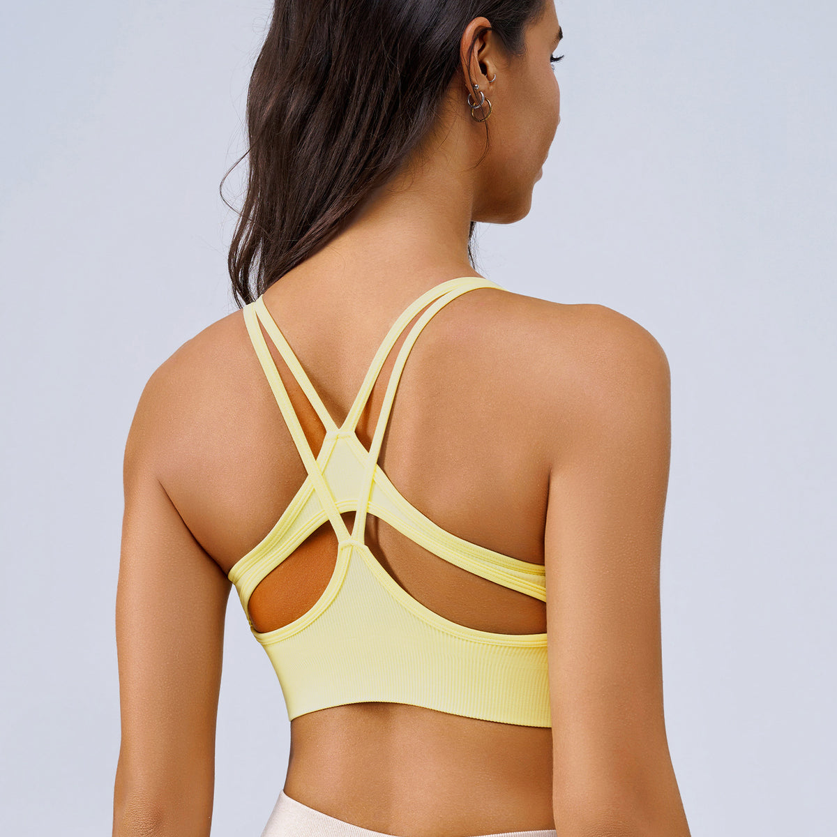 Women's Medium-High Support Back-Running Sports Bra, Shockproof & Push-Up Yoga Tank Top by Ricaloux
