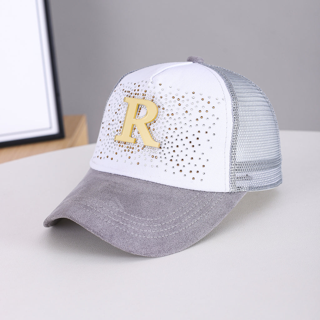 Summer Women's Multi-color Mesh Breathable Sequined R-letter Baseball Cap For Outdoor Outings, Street Wear, Sweet And Cool Sequined Beanie Hat by Ricaloux