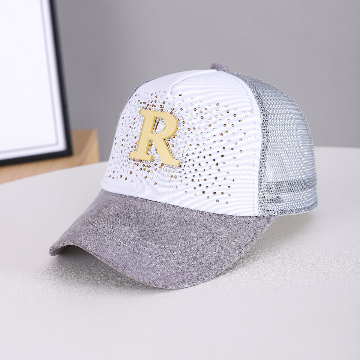 Summer Women's Multi-color Mesh Breathable Sequined R-letter Baseball Cap For Outdoor Outings, Street Wear, Sweet And Cool Sequined Beanie Hat by Ricaloux