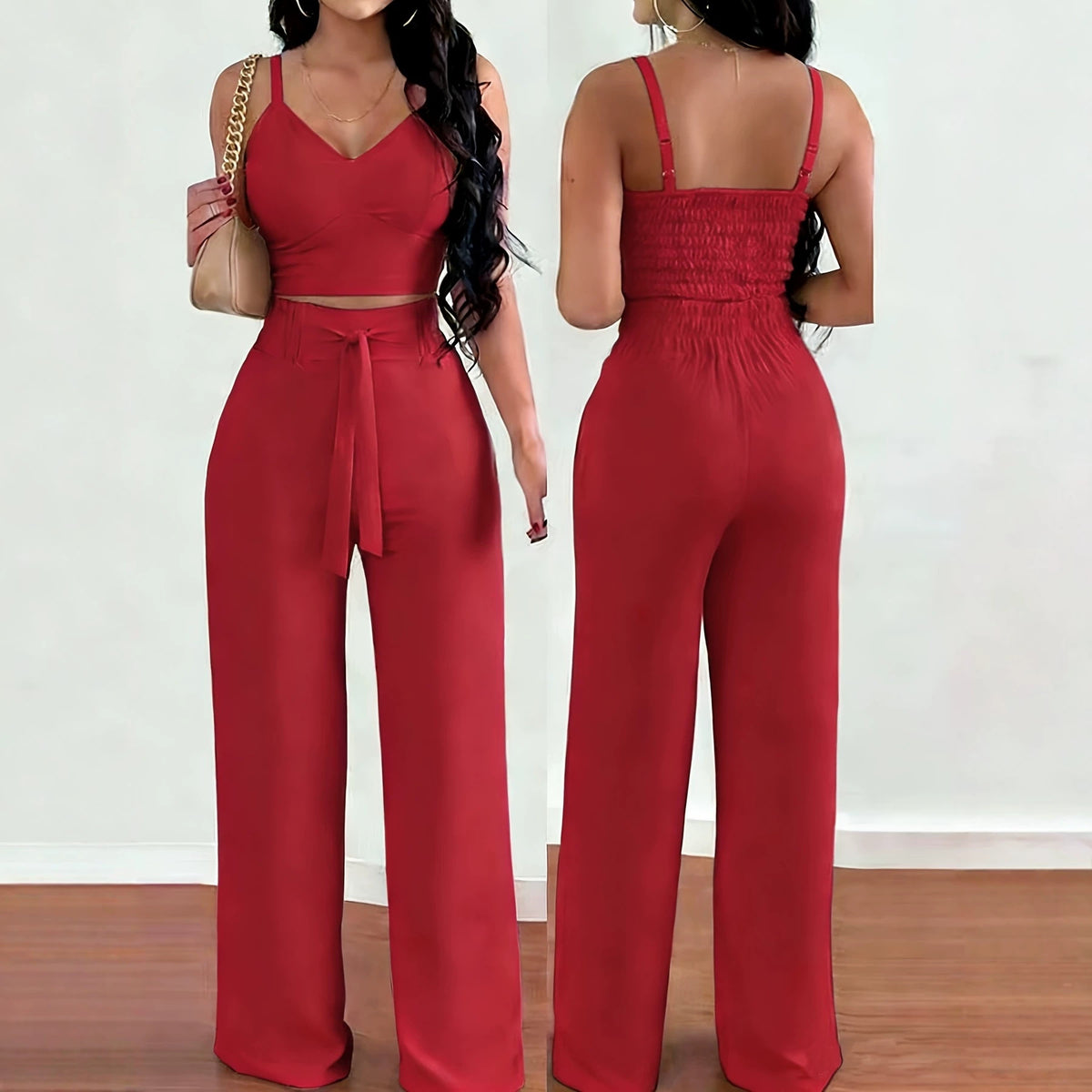 Womens Stretchy Camisole And Wide-leg Pants Set – Premium 0 | RICALOUX