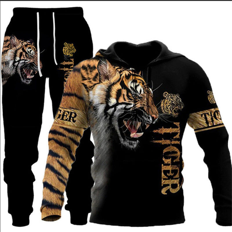 Animal-print Hooded Pullover Sweatshirt And Menswomens Sportswear Set – Premium 0 | RICALOUX
