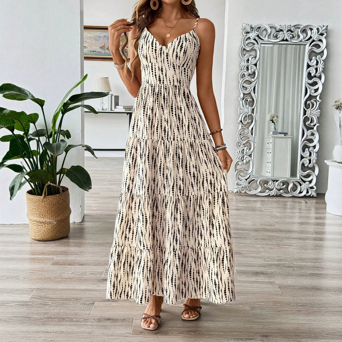 Summer Strap Backless Lace-up Striped Dress – Premium 0 | RICALOUX