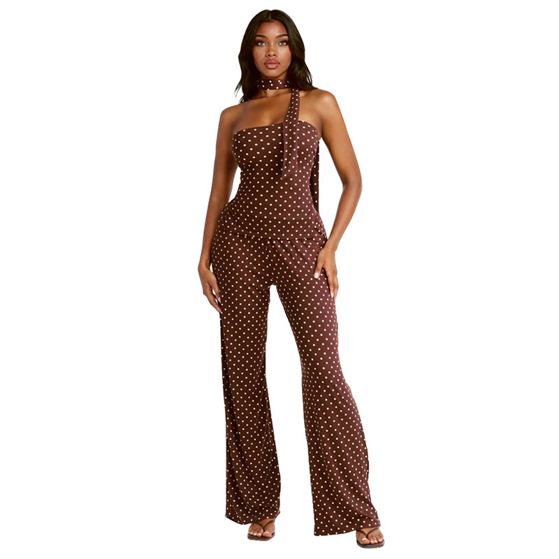 Womens Casual Printed Polka-dot Turtleneck And Slimming Outfit – Premium 0 | RICALOUX