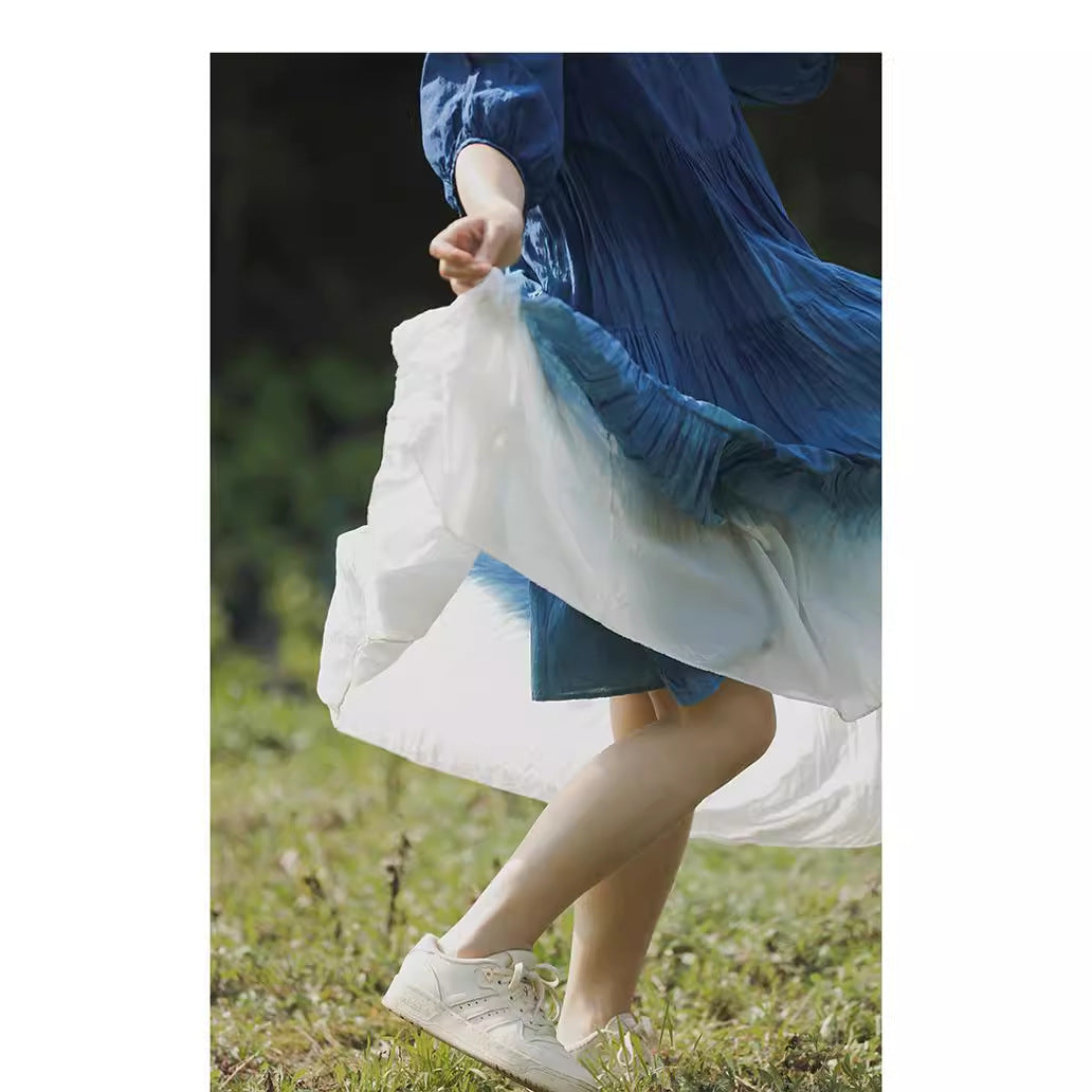 Ombre Loose-fit Cotton Dress by Ricaloux