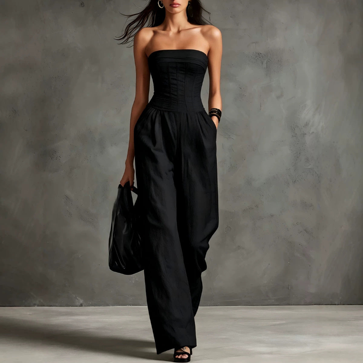Womens Elegant Solid-color Vintage Jumpsuit by Ricaloux