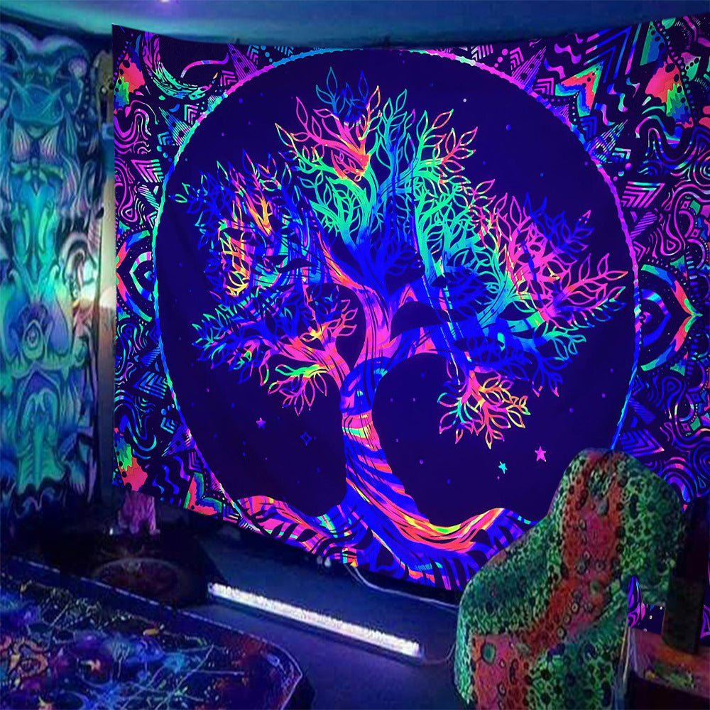 Skull Print Fluorescent Home Decor Tapestry - RICALOUX