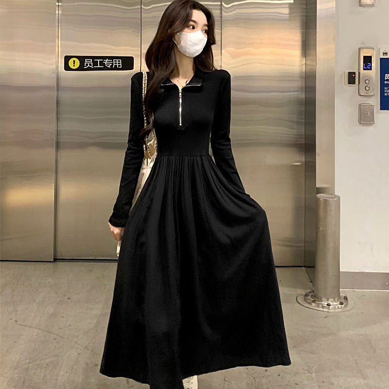 Womens Black Long-sleeve Casual Dress by Ricaloux