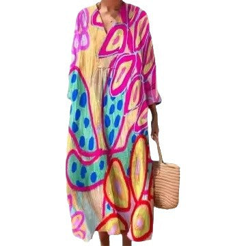 Retro-style Loose-fitting Beach Dress For Women by Ricaloux