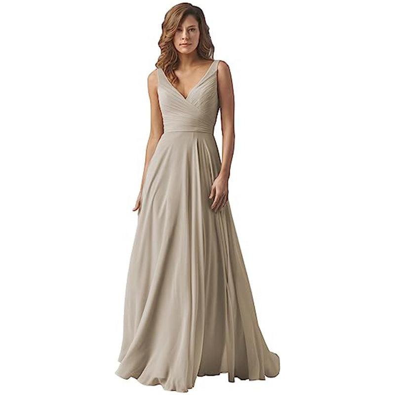 Women's V-neck Slim-fit Chiffon Dress by Ricaloux