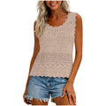 Women's Spring And Summer Cutout Knit Vest With Waves Ruffles Round Neck Breathable Outerwear And Innerwear Solid Color Sweater Innerwear – Premium 4 | RICALOUX