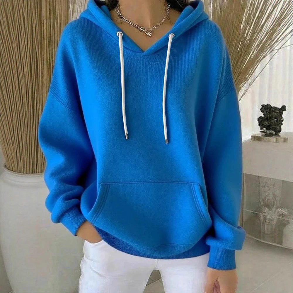Casual Solid-color Trendy Hoodie With Drawstring Long-sleeve Hooded Sweatshirt – Premium 0 | RICALOUX
