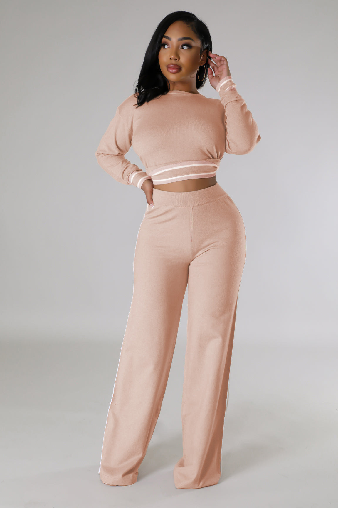 Womens Wide-Leg Casual Long Pants Set by Ricaloux