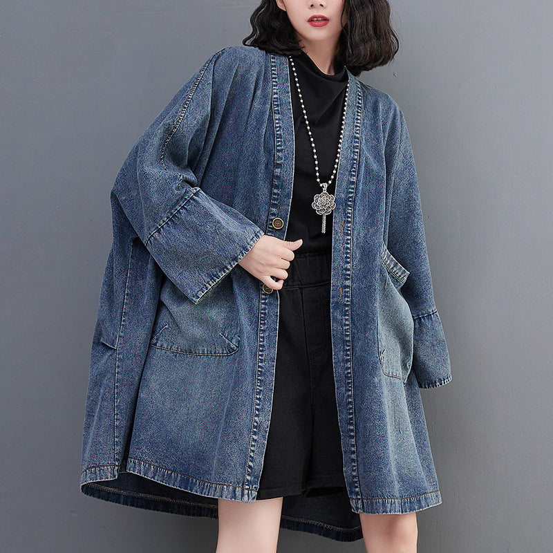 Loose-fitting Oversized Mid-length Cotton Trench Coat by Ricaloux