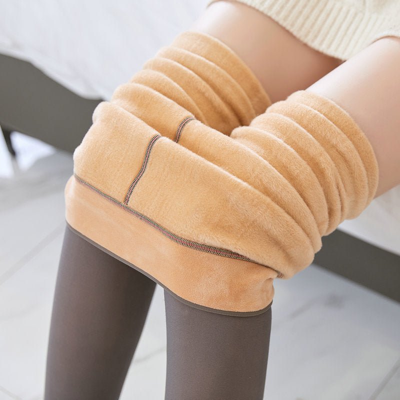 Fake Translucent Plus Size Leggings Fleece Lined Tights Fall And Winter Warm Fleece Pantyhose Women Fleece Lined Pantyhose Thermal Winter Tights - RICALOUX
