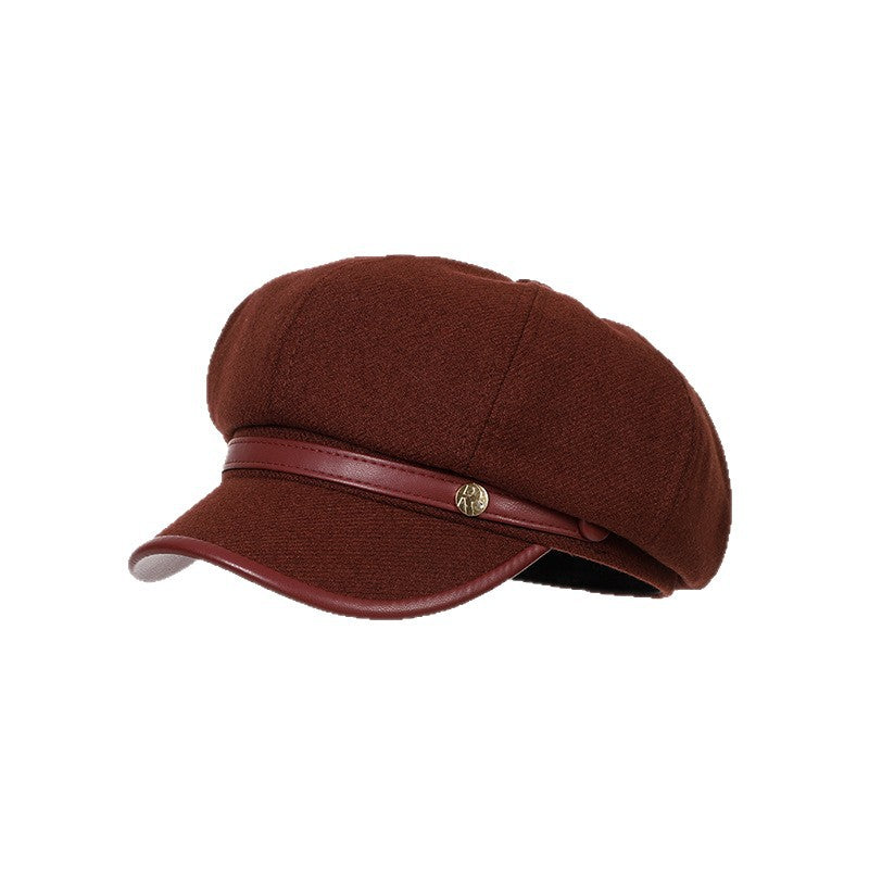 Korean-style Retro Wool Octagonal Hat Womens British Style – Premium 0 | RICALOUX