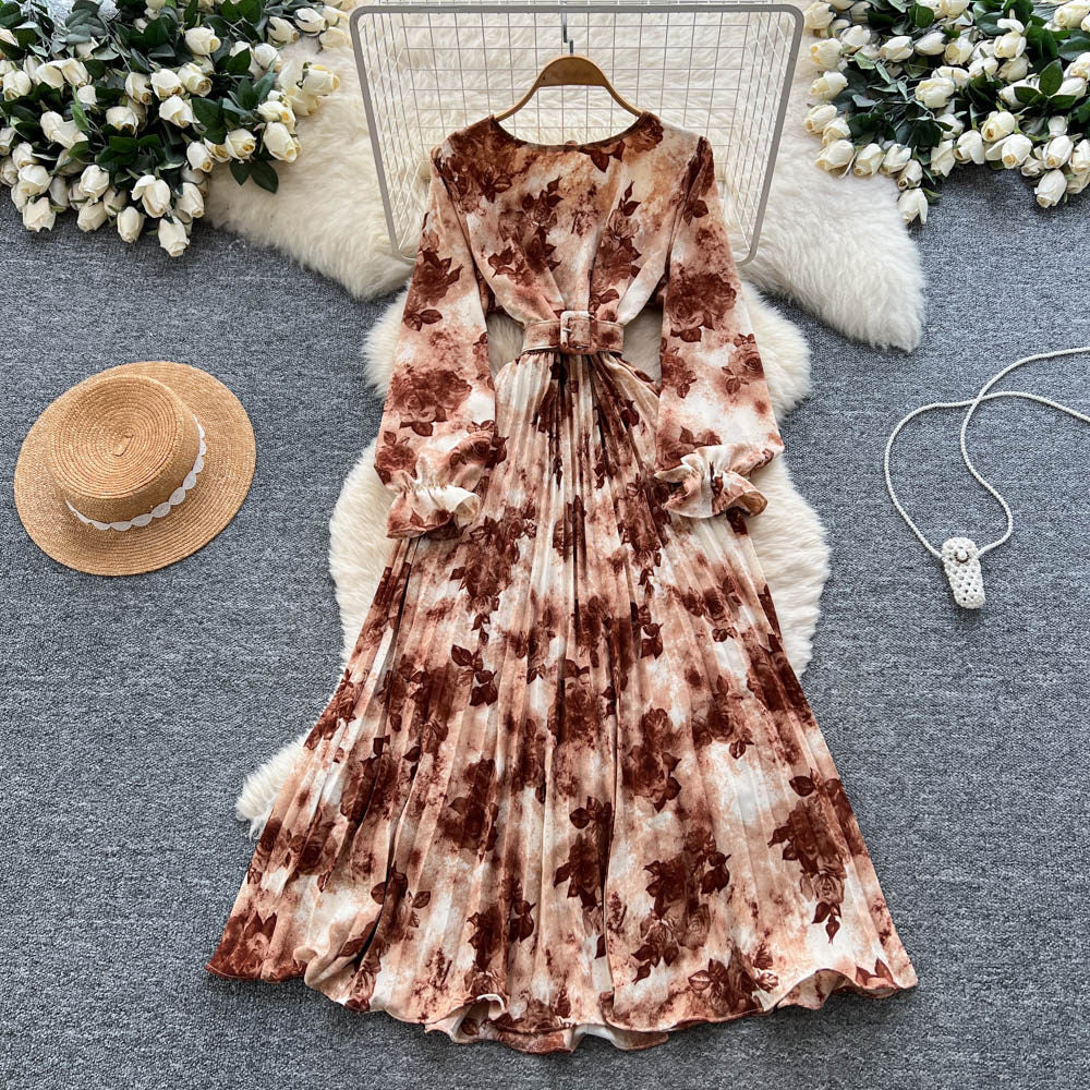 Womens French-style Vintage Chic Printed Dress by Ricaloux