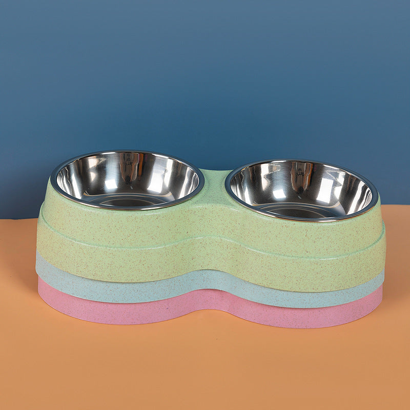 Double Pet Bowls Dog Food Water Feeder Stainless Steel Pet Drinking Dish Feeder Cat Puppy Feeding Supplies Small Dog Accessories by Ricaloux