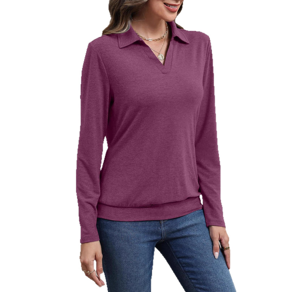 Womens Long-sleeved Fashionable Casual Minimalist And Relaxed-fit Top by Ricaloux