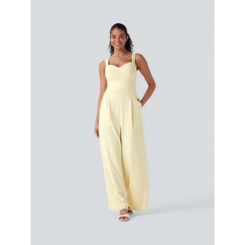 Womens Sleeveless Figure-flattering Wide-leg Jumpsuit – Premium 0 | RICALOUX
