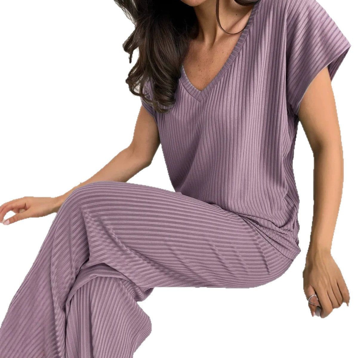 Relaxed-fit Casual Two-piece Set With Short Sleeves And Wide-leg Pants – Premium 0 | RICALOUX