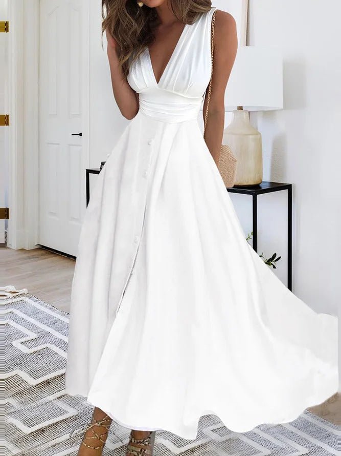 European And American V-neck Chest Wrap Dress - RICALOUX