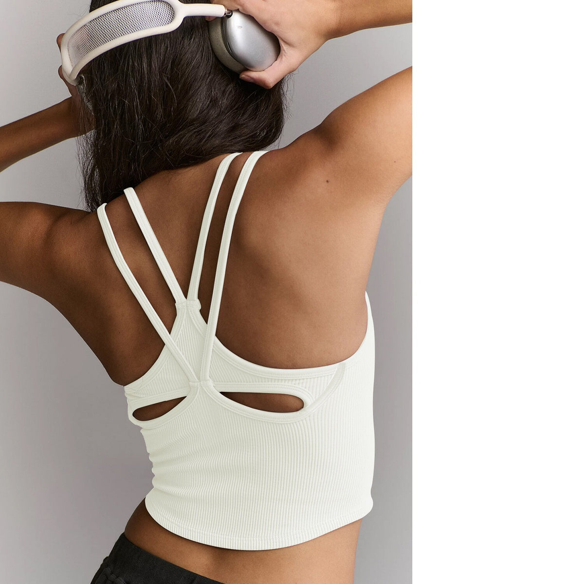 Women's Sleeveless Fashionable Unique Sports Casual Thin Strap Hollow Back Crop Backless Tank Top With Built-in Bra Pads – Premium 4 | RICALOUX